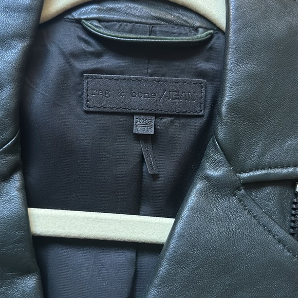 Rag & Bone Dark Green Leather Jacket - Picture 4 of 9